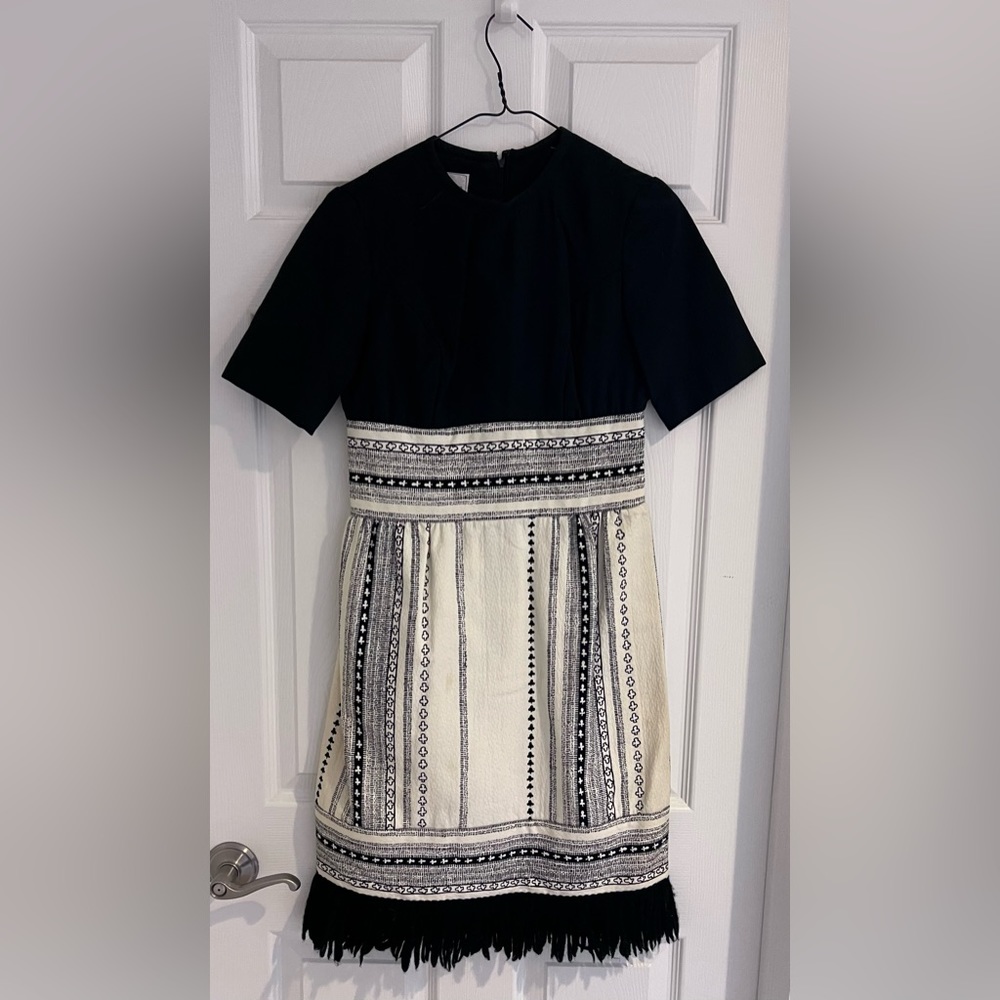 Size 8 vintage black white dress knee length 50s/60s